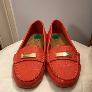 Calvin Klein Coral Leather Slip-On Moccasin Loafers EUC size 8